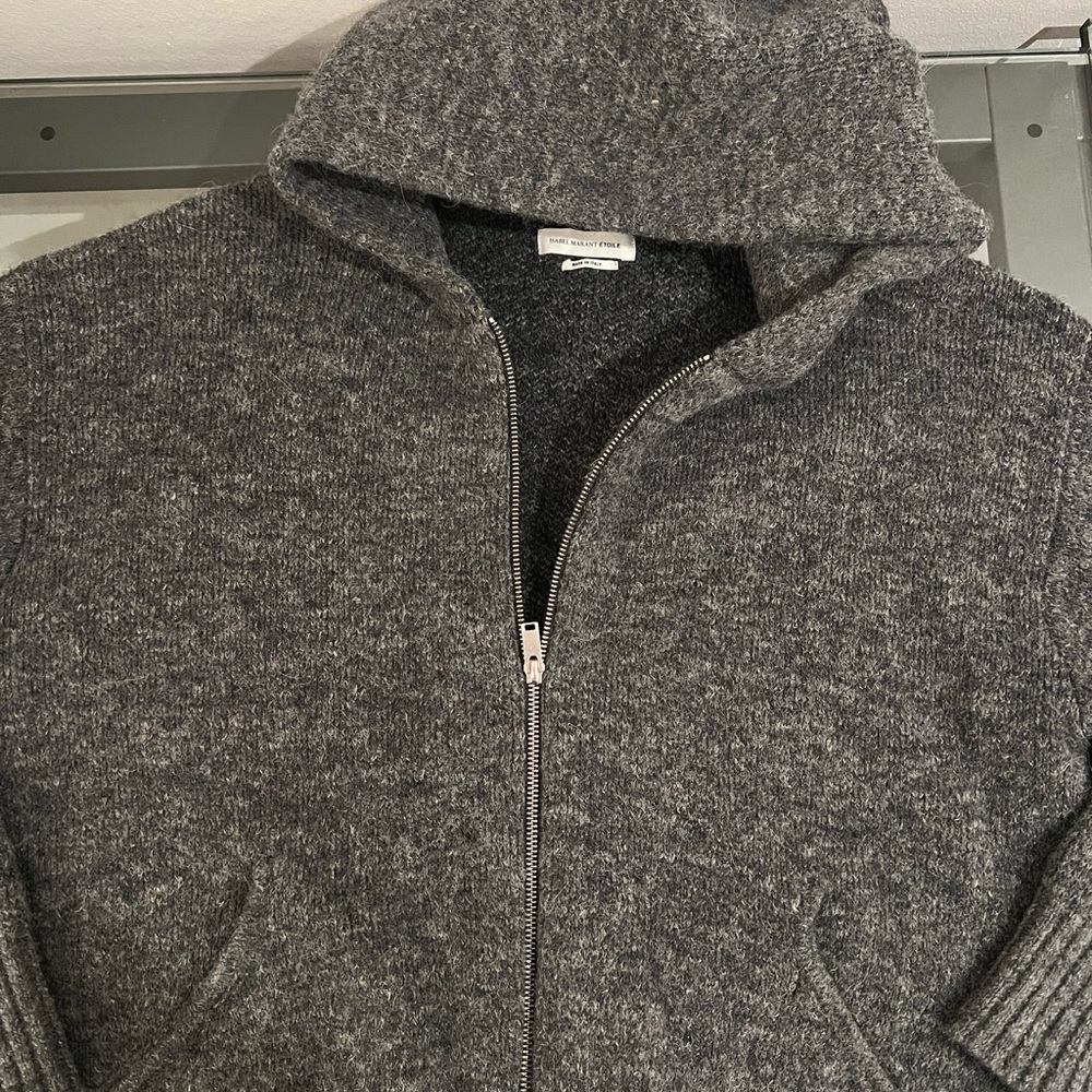 Isabel Marant Gray Hooded Zip-Up Sweater